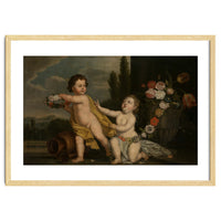 German Master (18th Century) – Two Putti with Garlands of Flowers