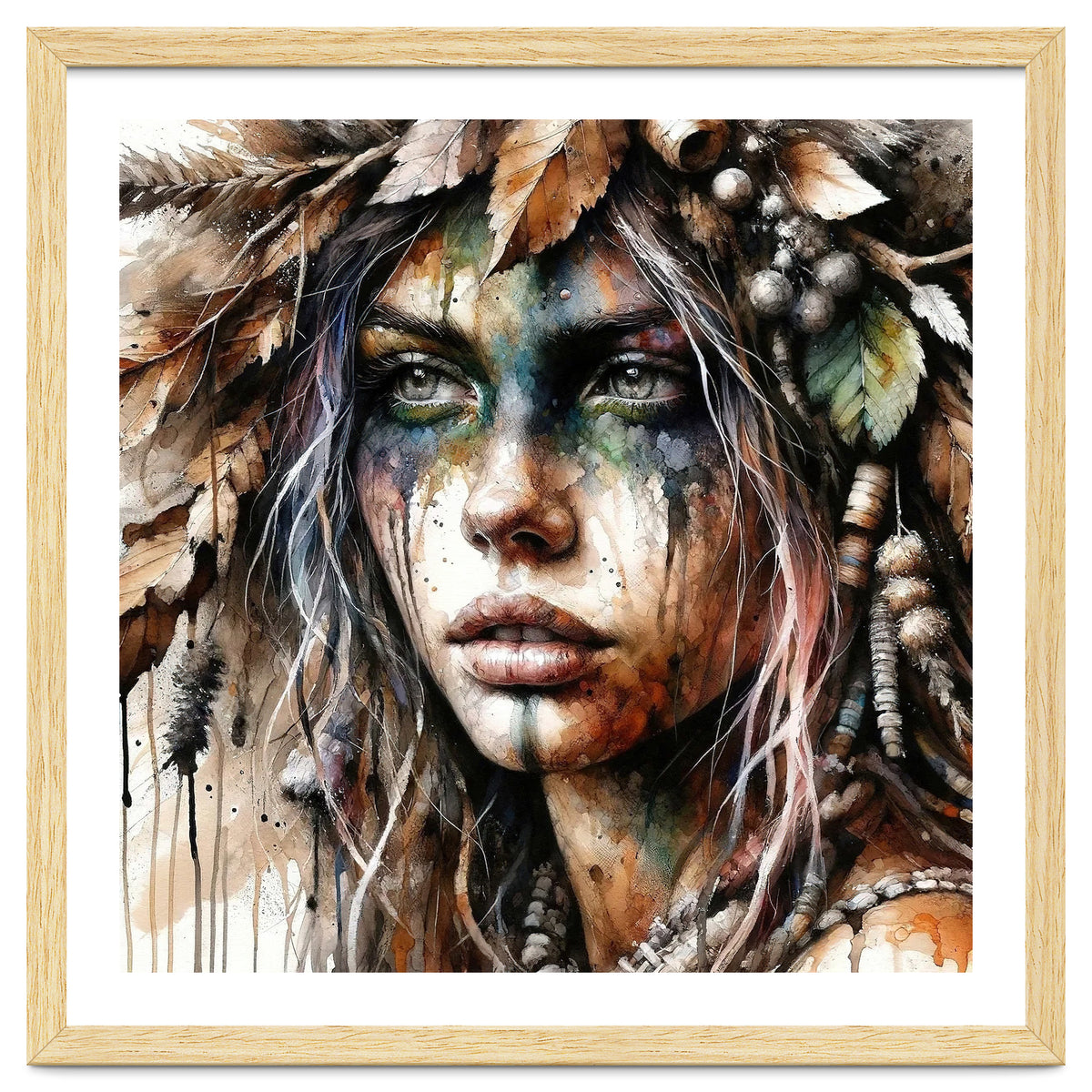 Autumn Leaf Druid Woman Portrait
