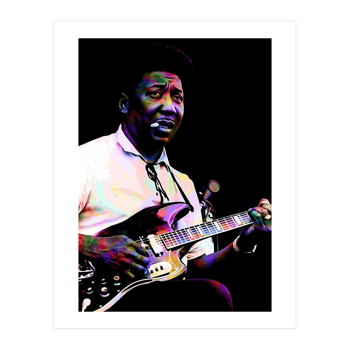 Muddy Waters American Blues Singer Legend Colorful Art (Print Only)