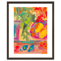 Colorful abstract summer lemons floral still life