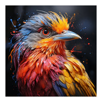 Vibrant Bird With Colorful Splatter Paint  (Print Only)