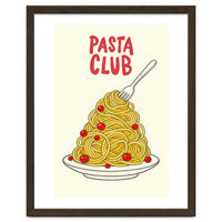 Pasta Club Illustration, Spaghetti and Tomatoes Art Print for Kitchen Wall Decor