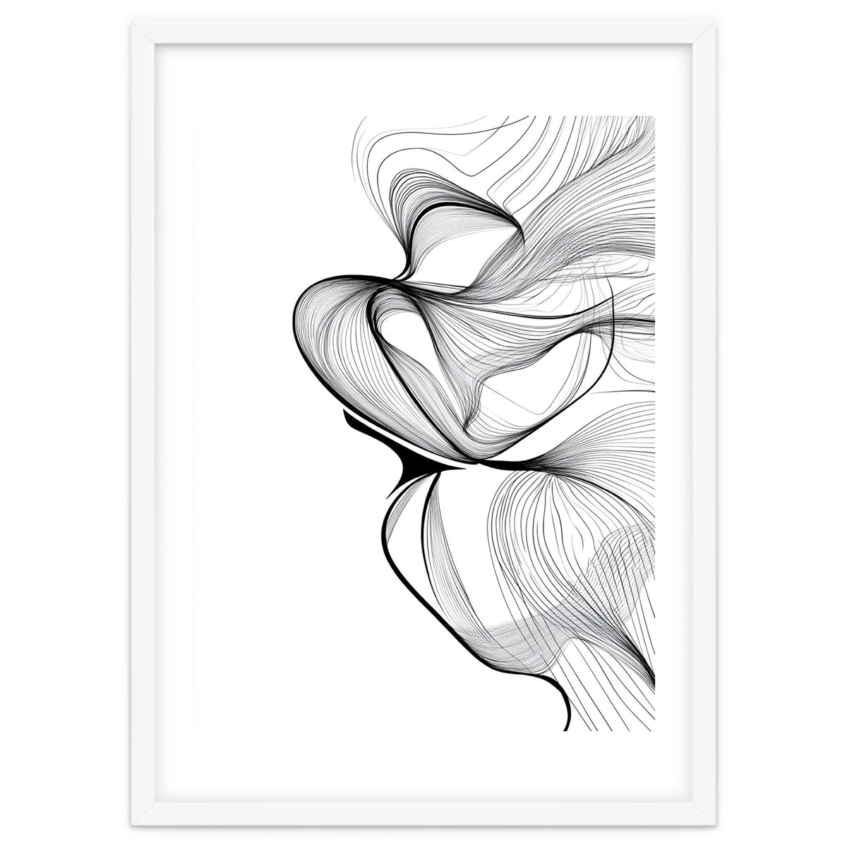Abstract Black And White Swirls And Lines Flowing Art