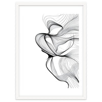 Abstract Black And White Swirls And Lines Flowing Art