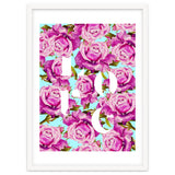 Love, Floral Typography Valentine's Graphic Design, Eclectic Modern Boho Botanical Rose Illustration thumbnail