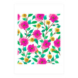 Floral Forever, Colorful Summer Garden Botanical Illustration, Pink Boho Vibrant Painting (Print Only) thumbnail