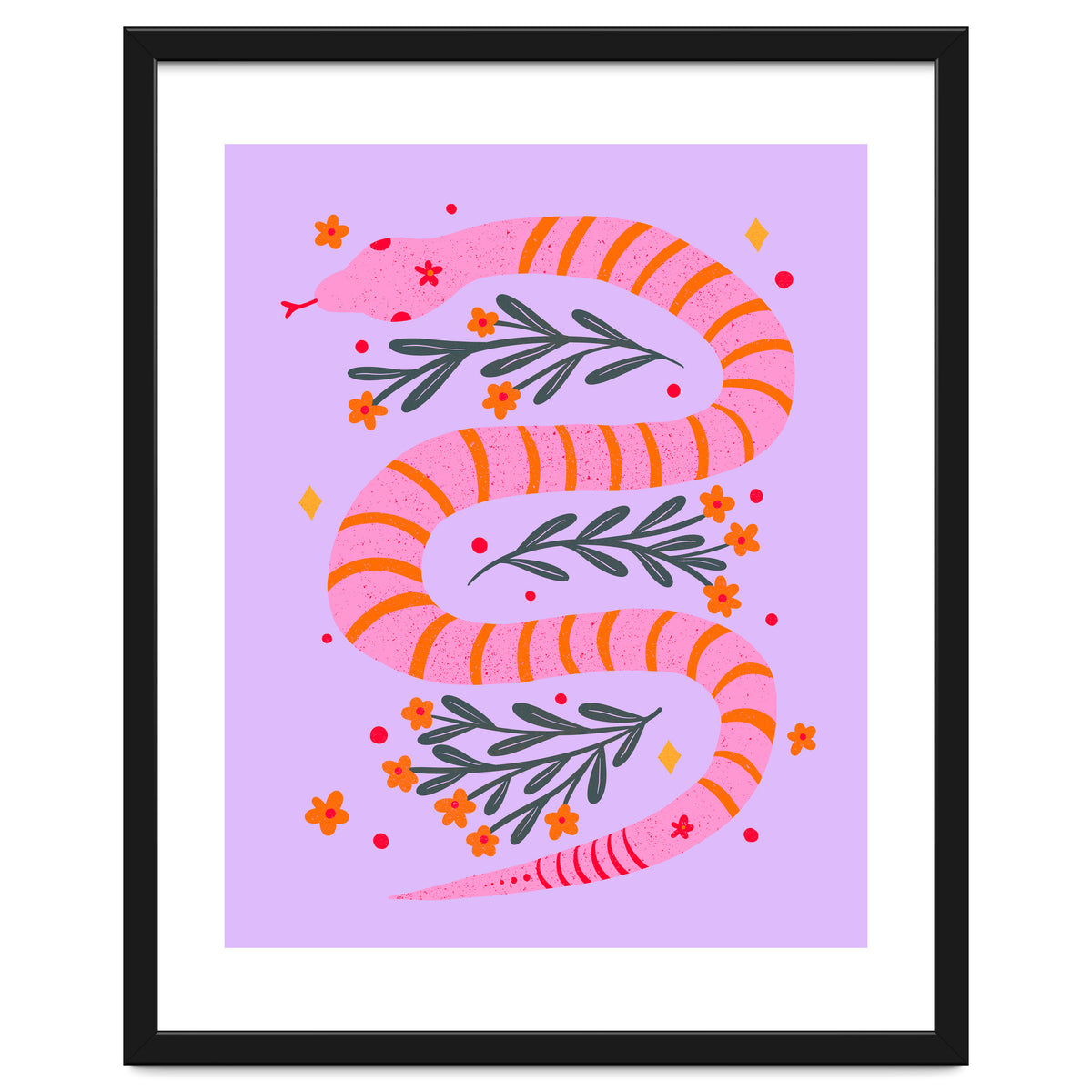 Modern snake - pink and orange