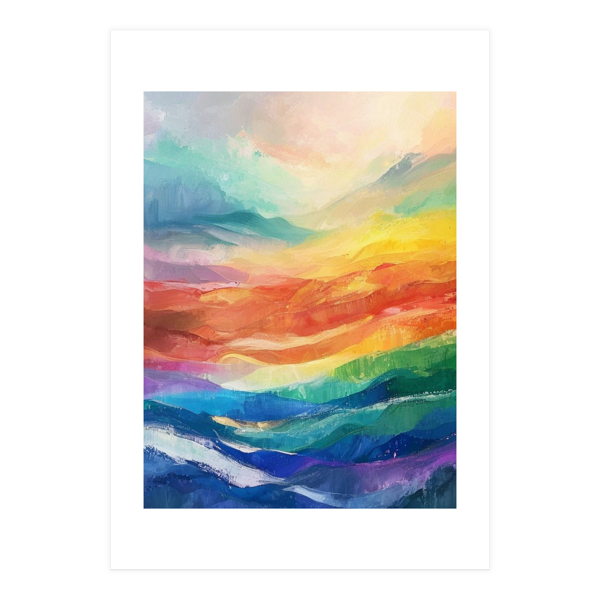 Vibrant Impasto Abstract Landscape Painting (Print Only)