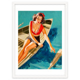 Pinup Sexy Girl In A Boat And A Lost Paddle thumbnail