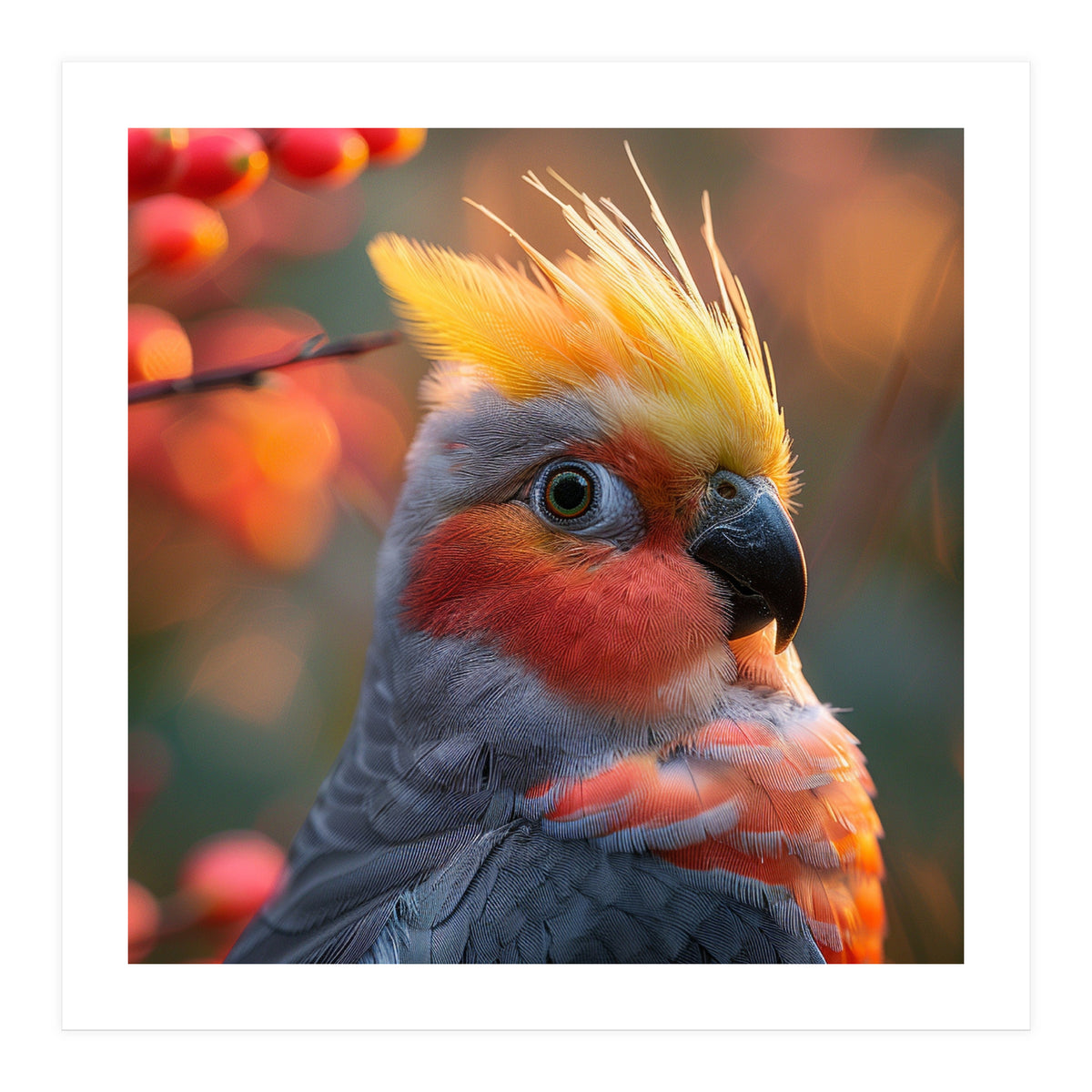 Close Up Portrait Of A Cockatiel Bird (Print Only)