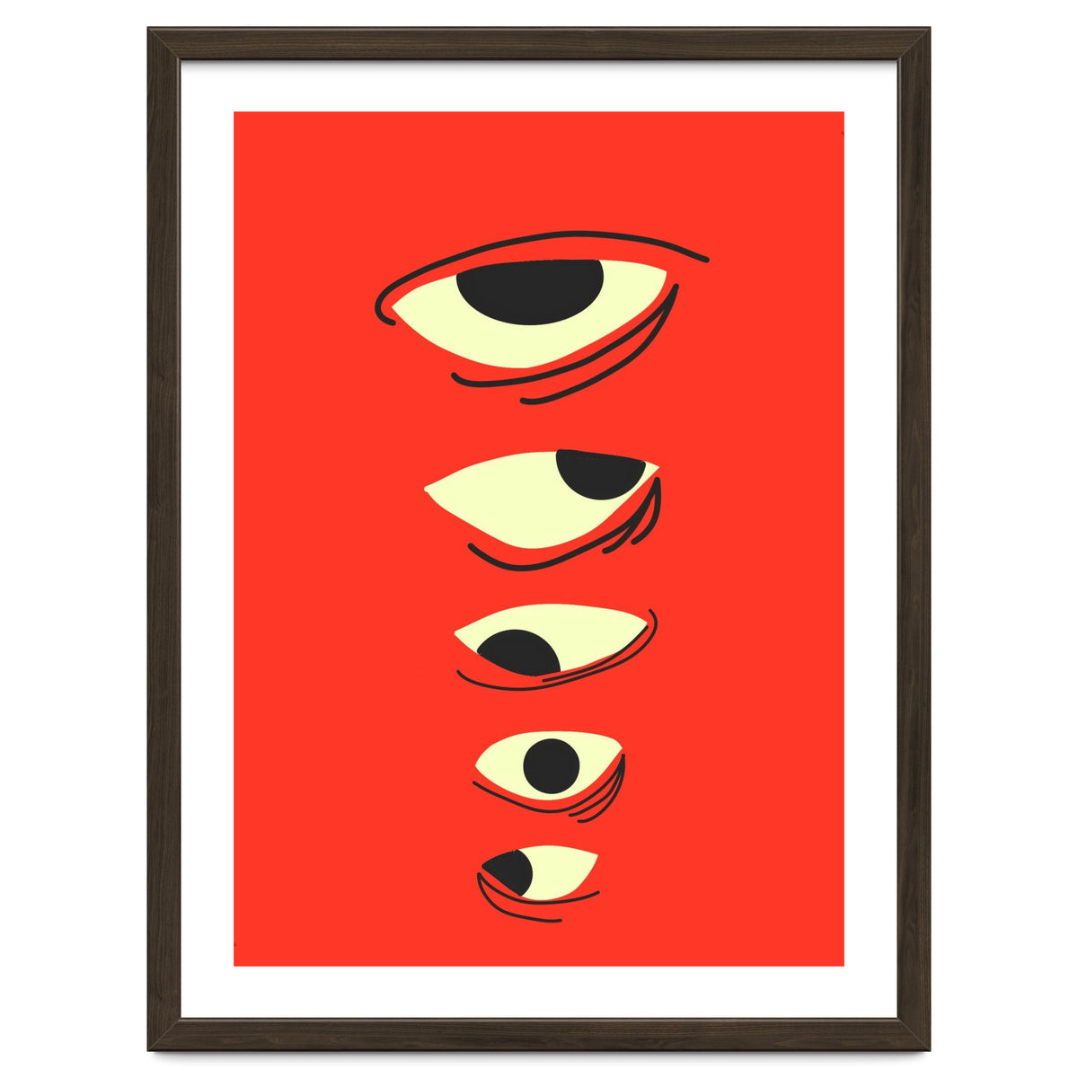 Abstract Eyes on Red Background