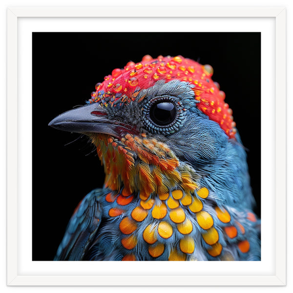 Close Up Of Colorful Bird With Water Droplets