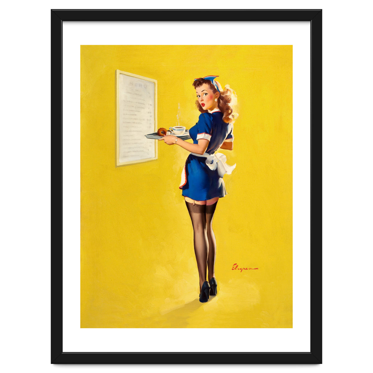 Pinup Sexy Waitress Looking Back