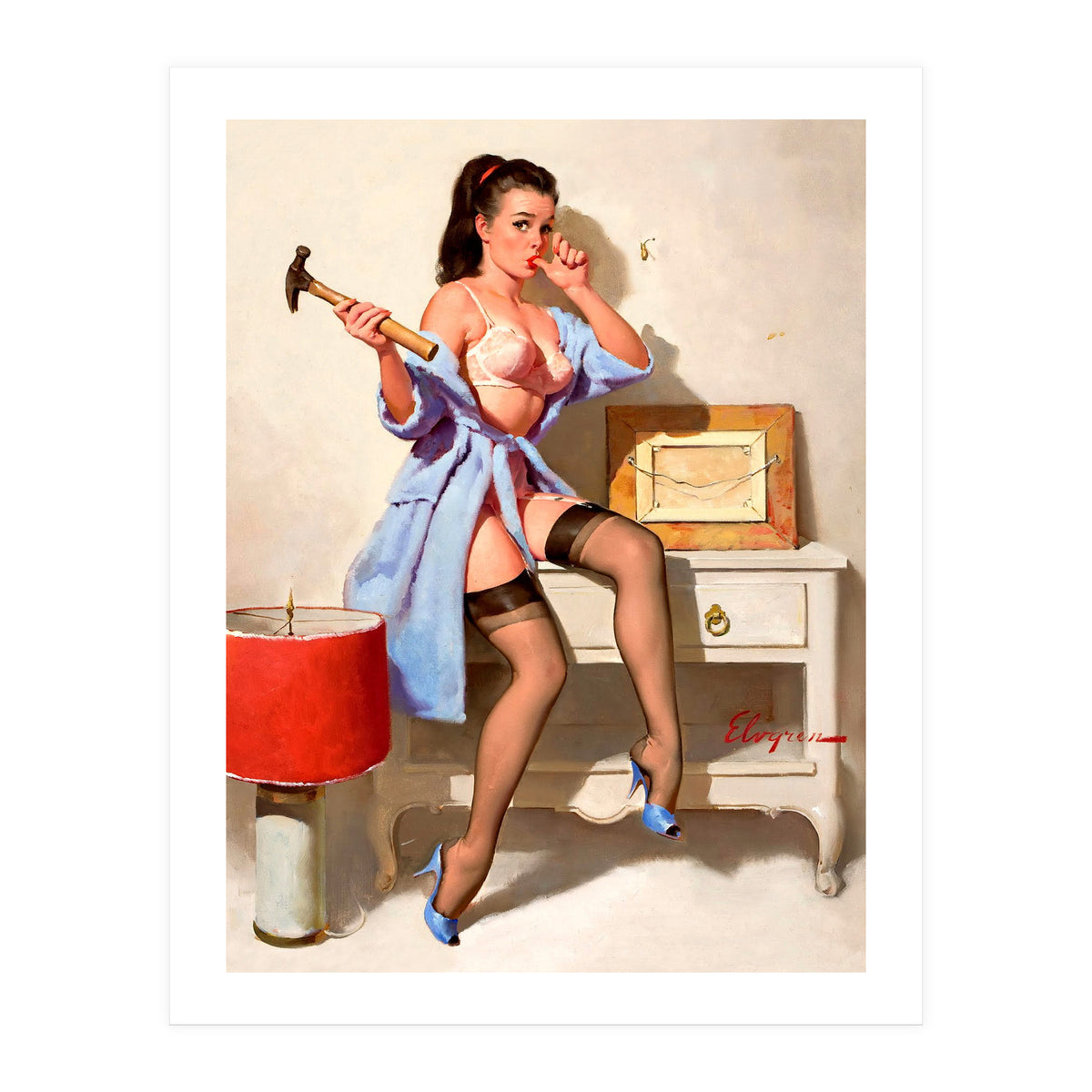 Hot Pinup Girl With A Hammer (Print Only)