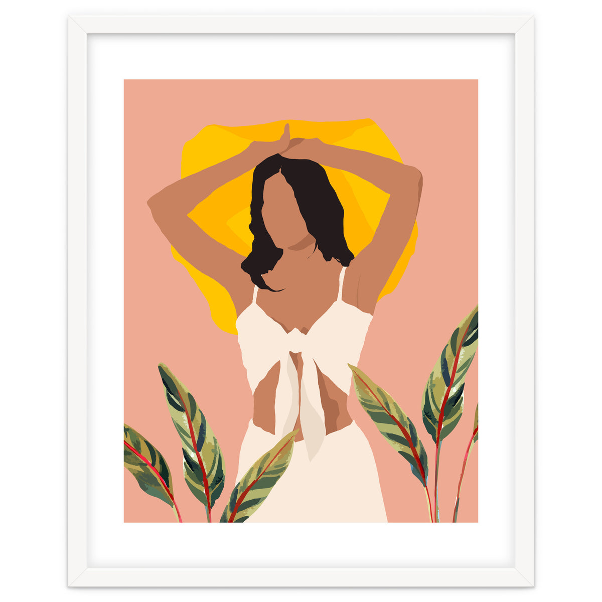 Fold Up The Sun & Take It Wherever You Go, Bohemian Woman Self Love Self Care Pastel , Plant Lady Tropical Boho Contemporary