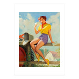 Pinup Girl On A Fence Showing A Love Letter (Print Only) thumbnail
