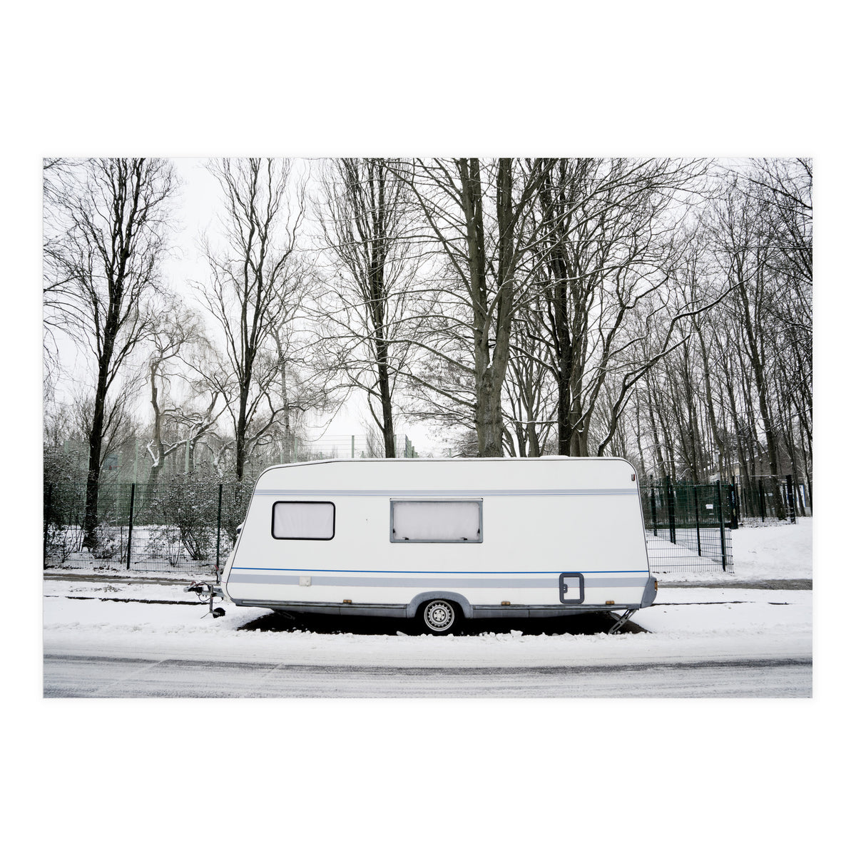 Travel Trailer in the snow road (Print Only)