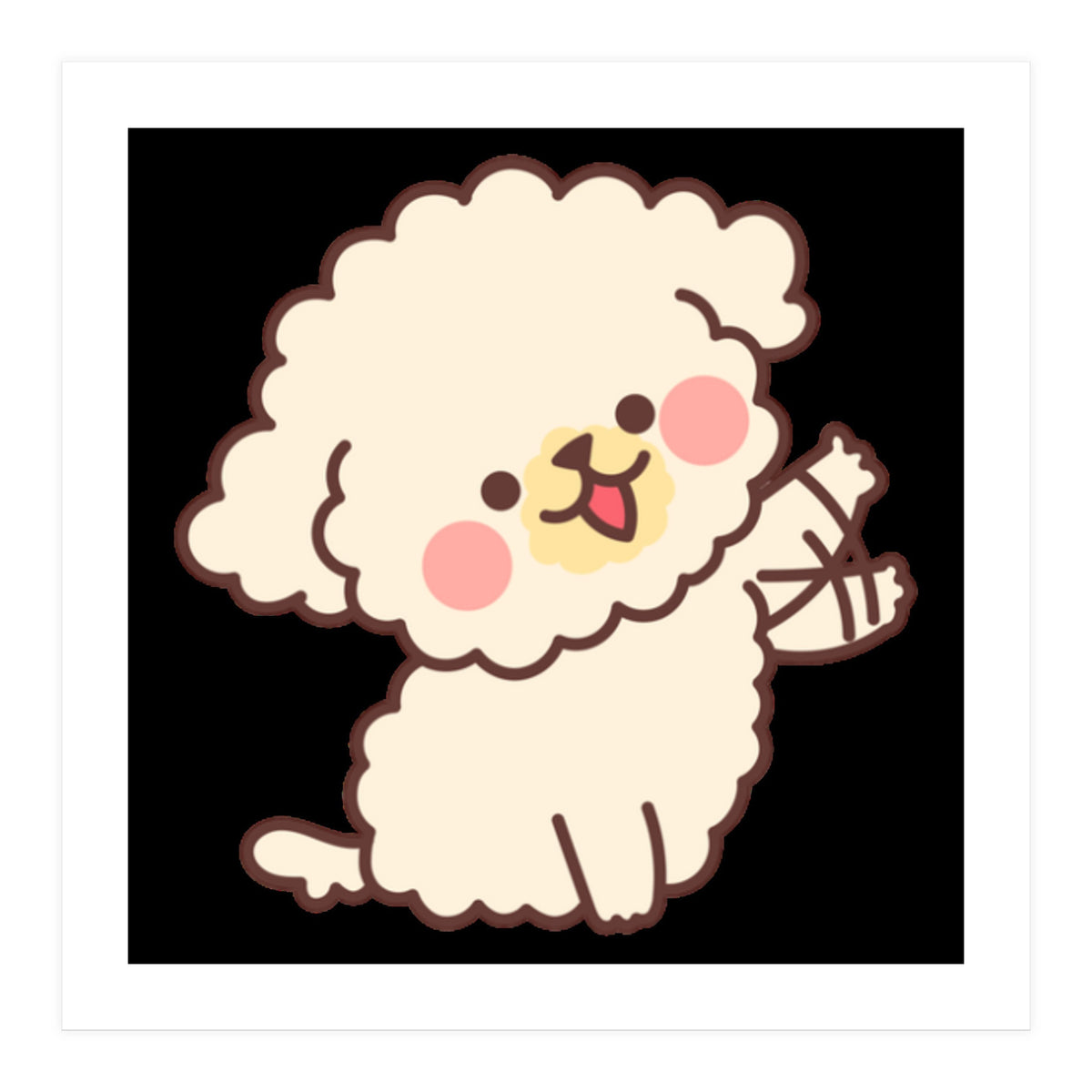 Cute Dog Happily Waving His Paw  (Print Only)