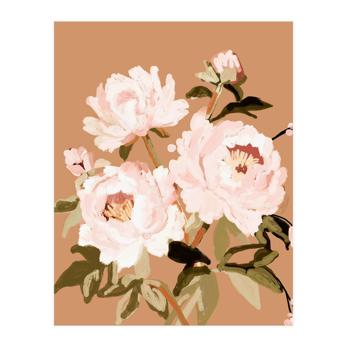 Blush Peony Painting, Floral Wall Art, Neutral Flower Print, Peony Art  (Print Only)