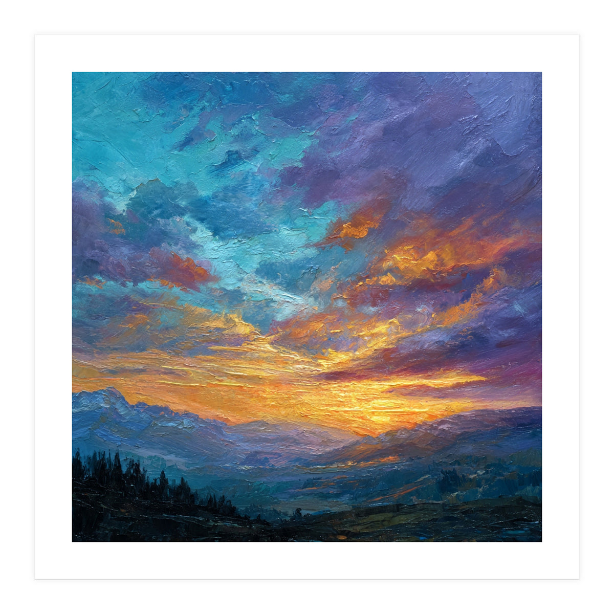 Ethereal Alpine Sunset Over Distant Peaks (Print Only)