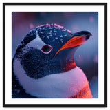 Close Up Penguin With Snowflakes On Head thumbnail