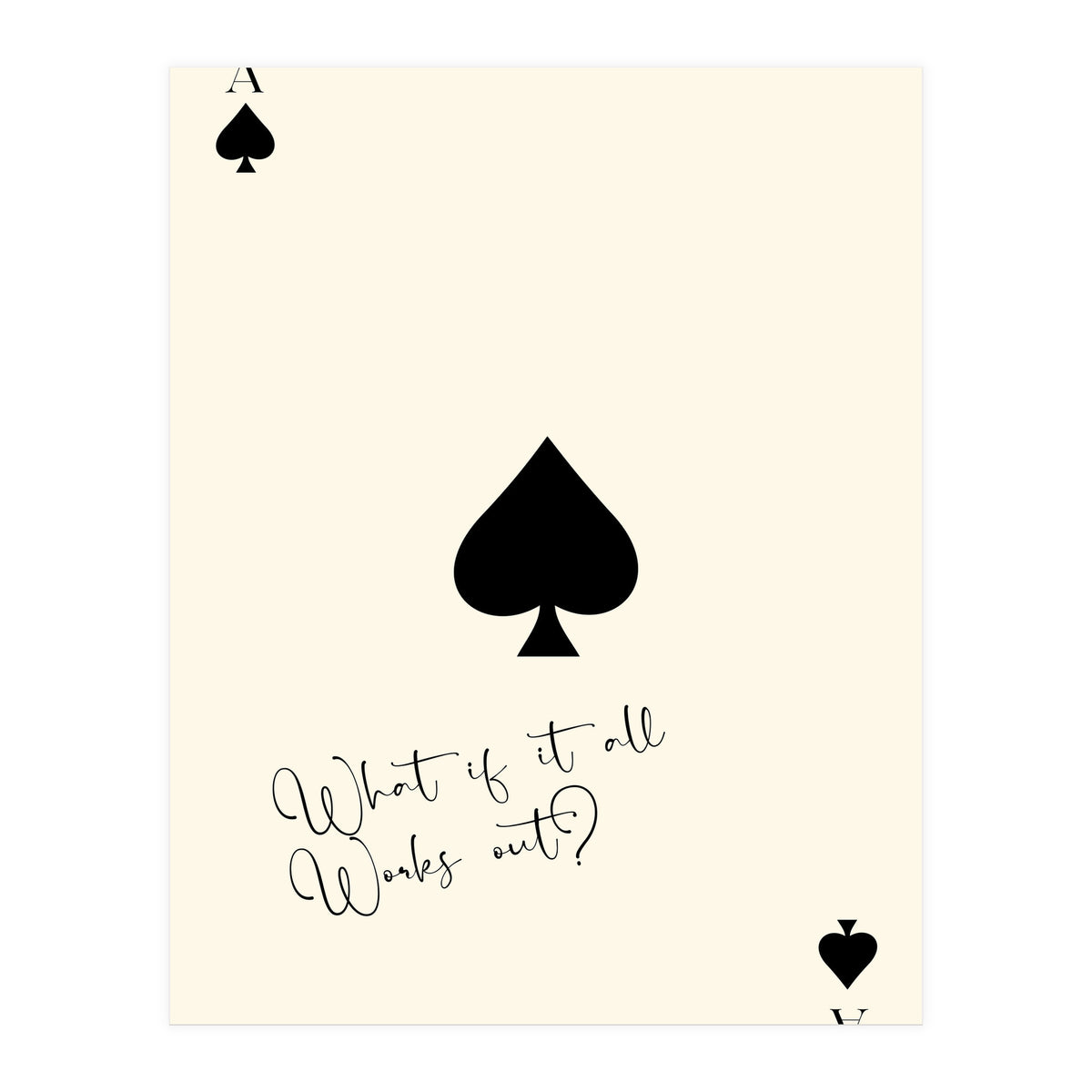 Ace of Spades Motivational Card Print, What If It All Works Out Poster (Print Only)