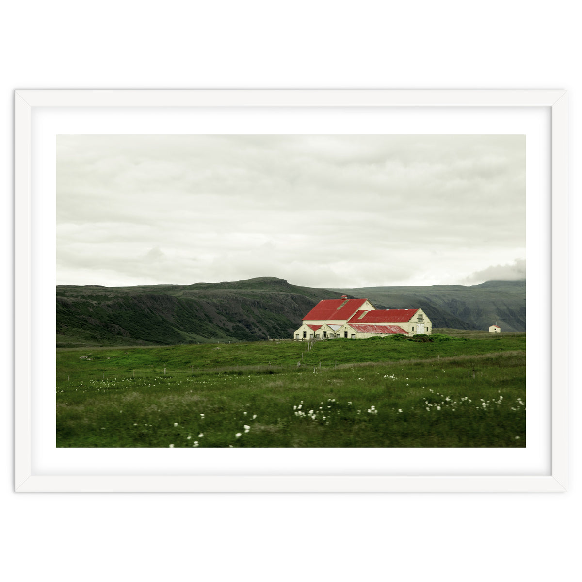 Red roof house in the greenfield - Iceland