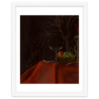 Dark Baroque Still Life Table and Wine oil