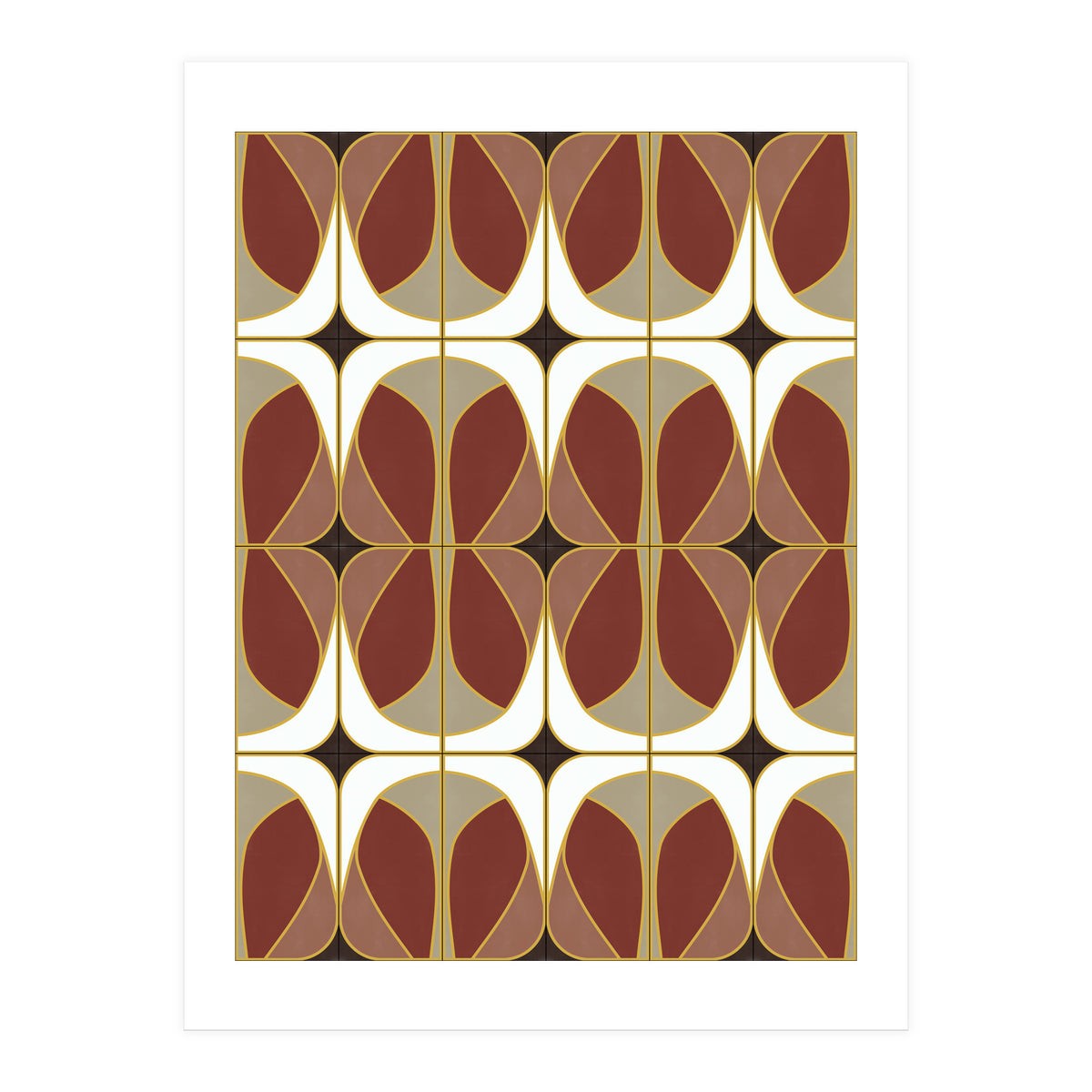 Umber Nouveau Tiles (Print Only)