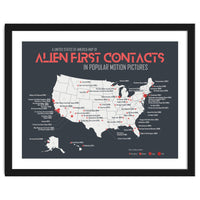 USA Map of Alien First Contacts in Movies