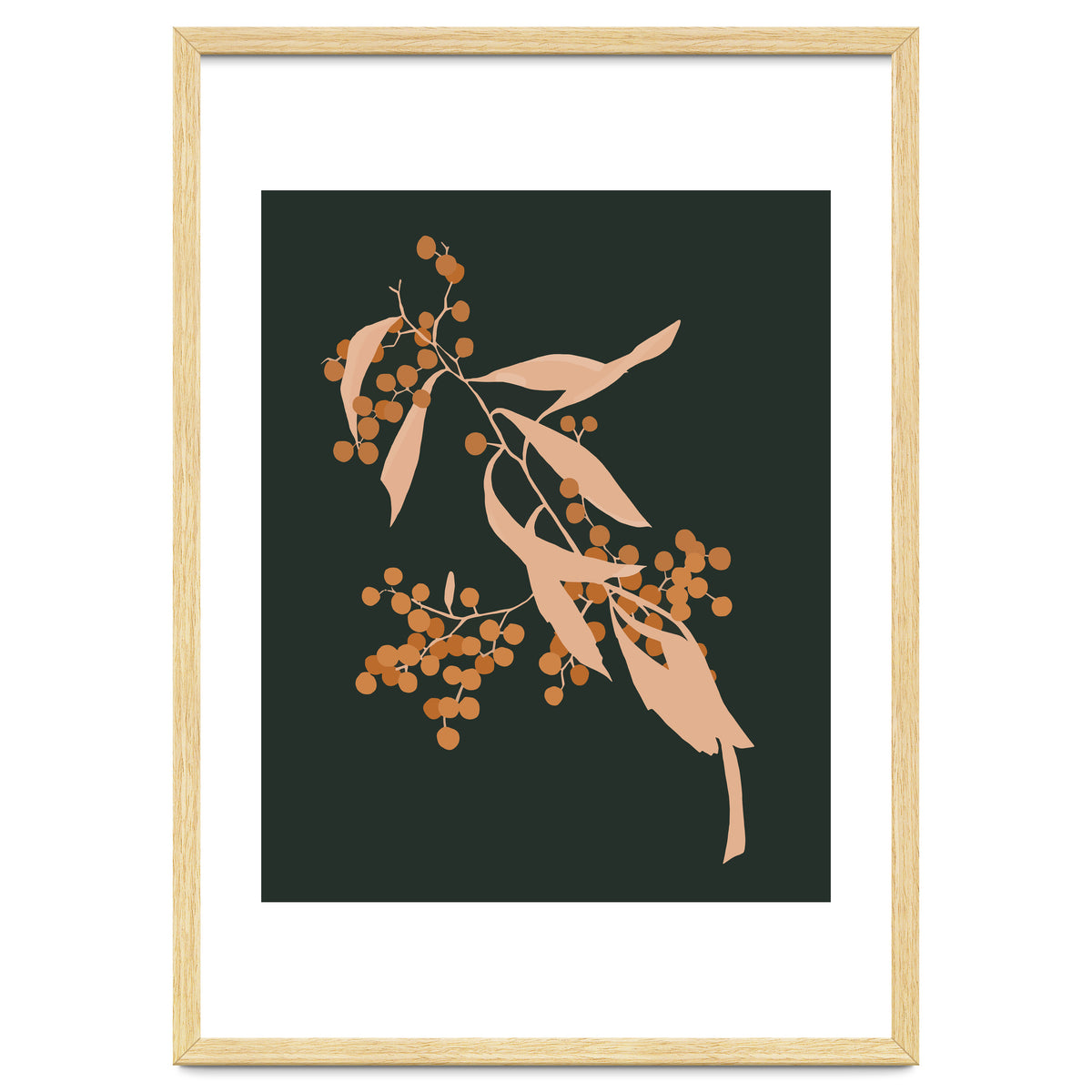 The Blooming Touch, Botanical Vintage Illustration, Dark Blush Bohemian Painting, Plants Nature Eclectic Classy Scandinavian