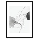 Abstract Black And White Flowing Lines And Shapes On White Background thumbnail