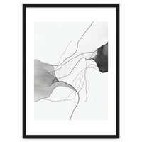 Abstract Black And White Flowing Lines And Shapes On White Background