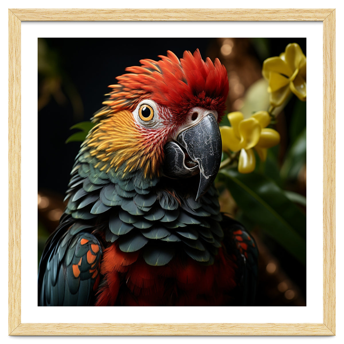 Vibrant Macaw Parrot With Red And Yellow