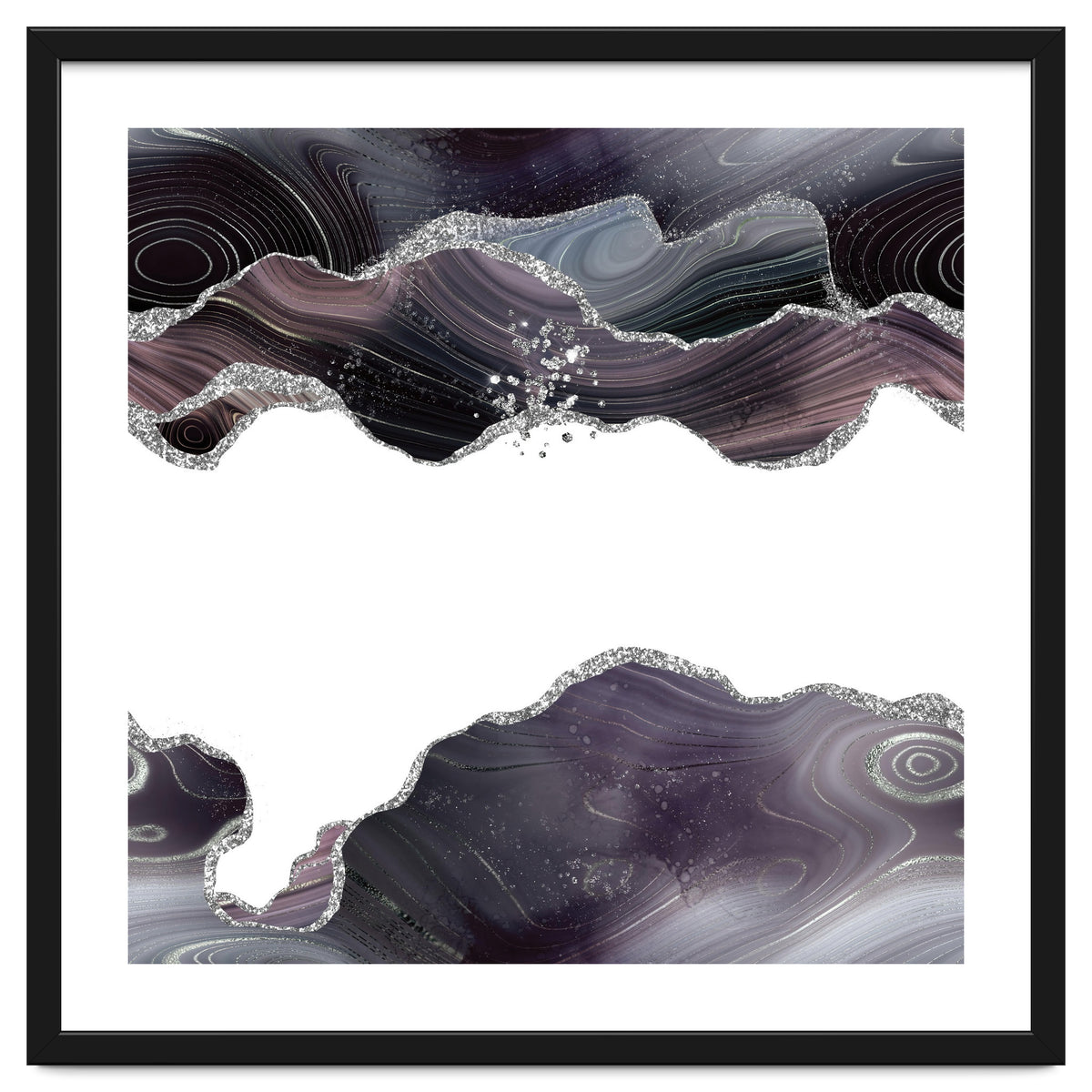 Black & Silver Glitter Agate Texture 07