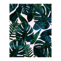 Tropical Nature Monstera Watercolor Painting, Botanical Jungle Dark Palm Illustration (Print Only)