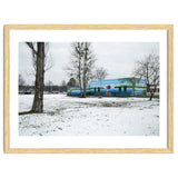 Colorful barn in the snowy ground landscape thumbnail