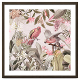 Colorful Parrots In Flower And Fruit Tropical Jungle thumbnail
