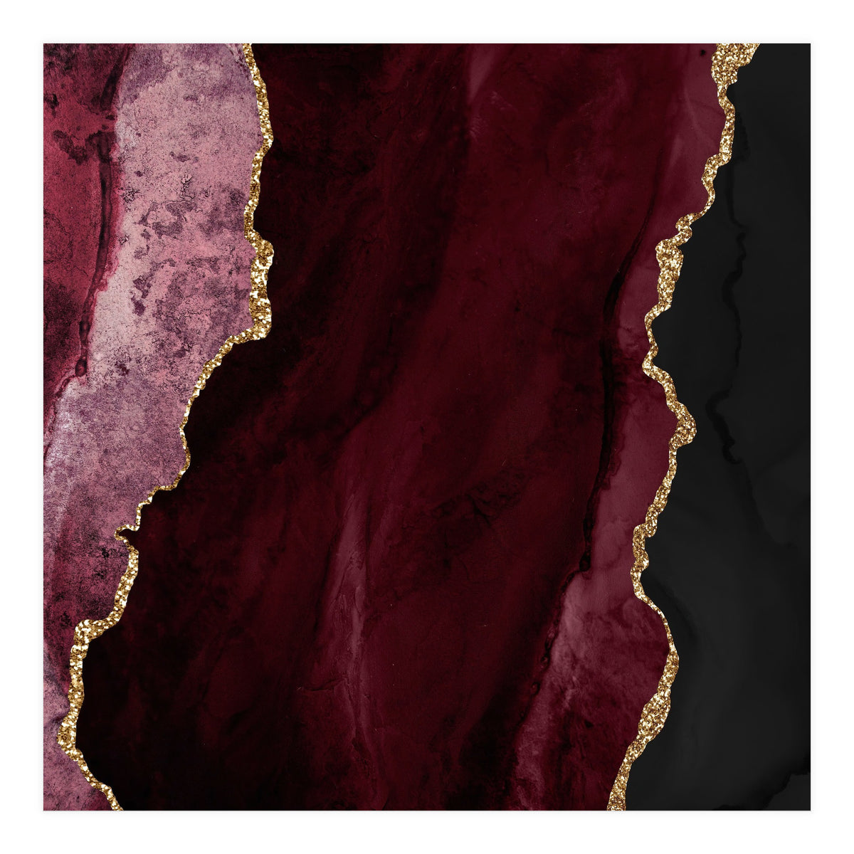 Burgundy & Gold Agate Texture 01 (Print Only)