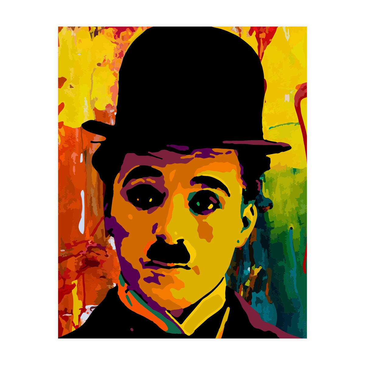 Charlie Chaplin Colorful Abstract Art (Print Only)