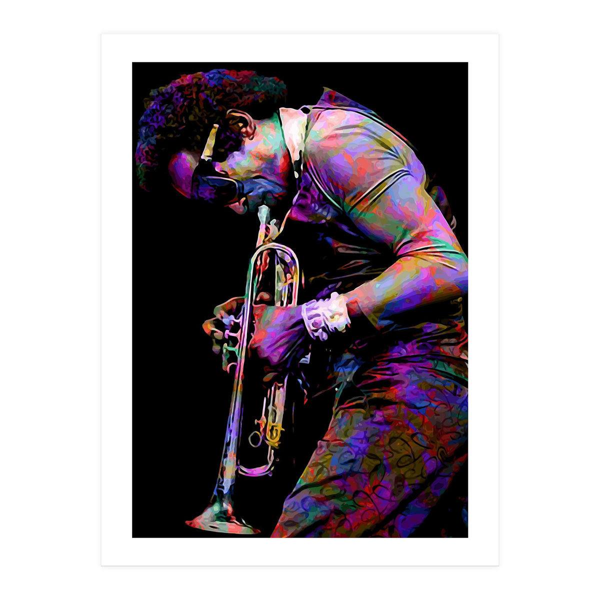 Miles Davis American Jazz Trumpeter Legend Colorful Art (Print Only)