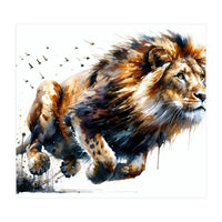 Dynamic Lion In Motion (Print Only)