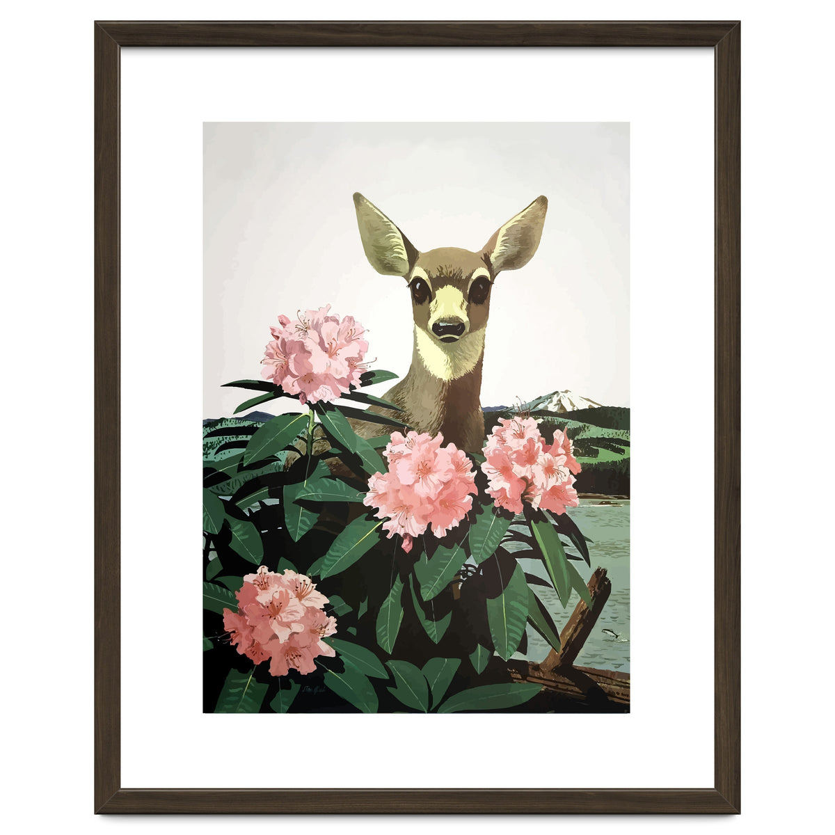 Japan, Doe in Blossom Bush