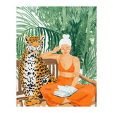 Jungle Vacay | Modern Bohemian Blonde Woman Tropical Travel | Leopard Wildlife Forest Reader (Print Only) thumbnail