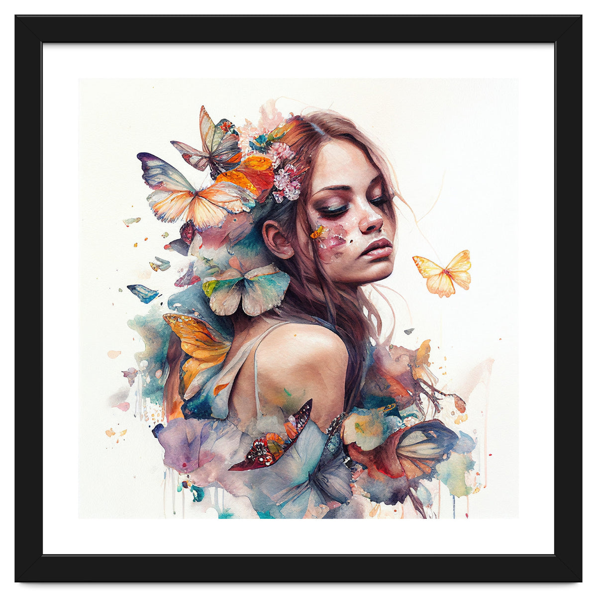 Butterfly Muse Watercolor Portrait