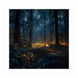 Enchanted Midnight Forest with Glowing Fireflies (Print Only) thumbnail