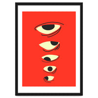 Abstract Eyes on Red Background