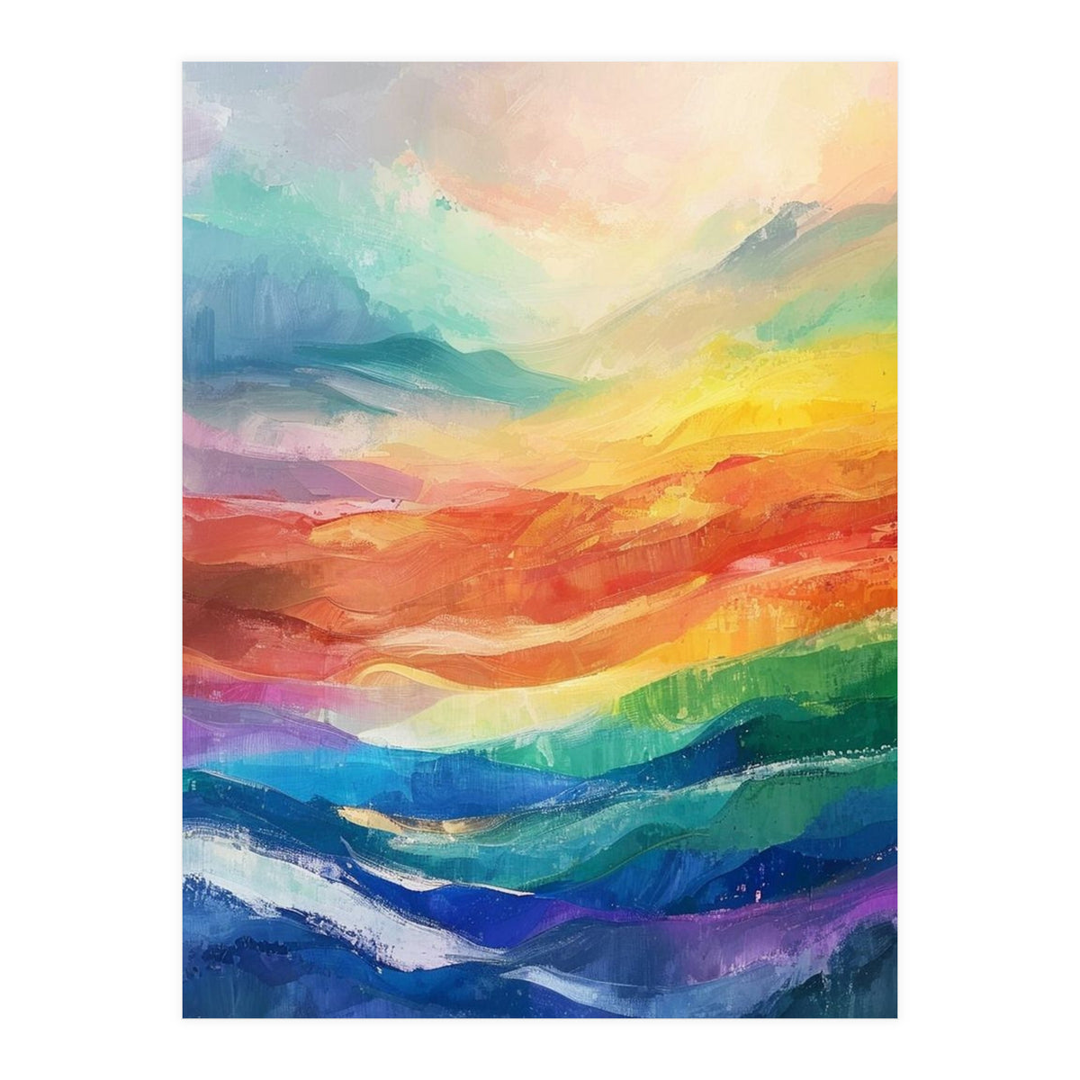 Vibrant Impasto Abstract Landscape Painting (Print Only)