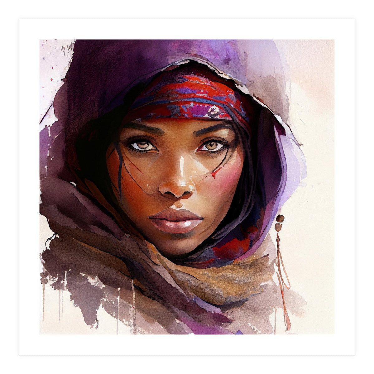 Watercolor Tuareg Woman #6 (Print Only)