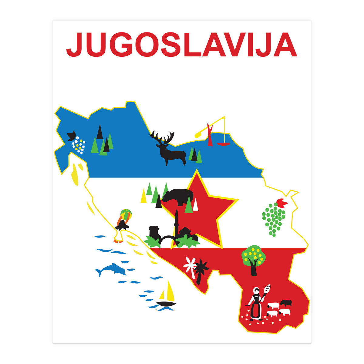 Yugoslavia Map (Print Only)